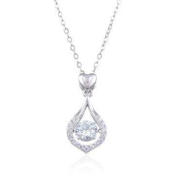 Coco-Alibaba Fine Fashion Jewelry-Necklace Hearts and Halo Moissanite Twinkle Set Necklace 925 Sterling Silver